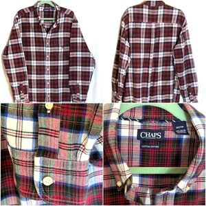 Chaps plaid XLT button down cotton Oxford long sleeve shirt red green blue white